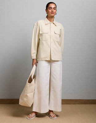 AE77 Denim Shacket - Natural