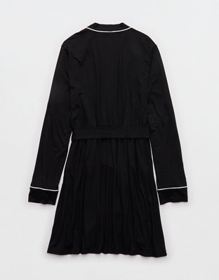 OVERSLEPT by Aerie Real Soft® Piping Robe - True Black