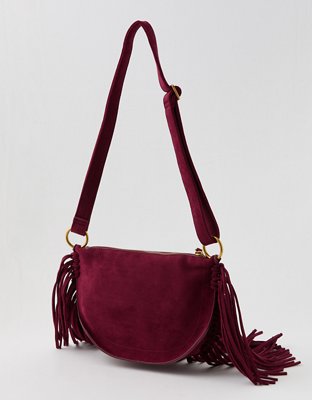 Aerie Fringe Boho Bag - Royal Berry