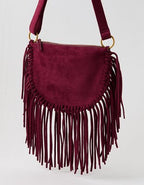 Aerie Fringe Boho Bag - Royal Berry