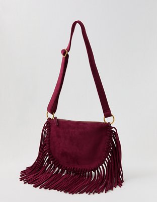 Aerie Fringe Boho Bag - Royal Berry