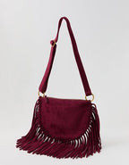 Aerie Fringe Boho Bag - Royal Berry