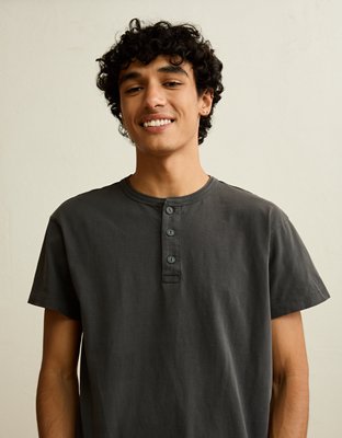 AE Vintage Relaxed Fit Henley T-Shirt - Dark Graphite