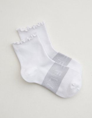 OFFLINE By Aerie Athletic Ruffle Sock - White