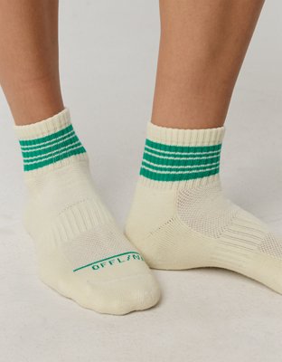 OFFLINE By Aerie Mesh Short Crew Sock - Green Beam