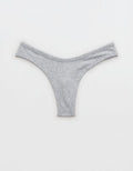 Superchill Cotton Rib Thong Underwear - Medium Heather Gray
