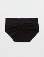 Superchill Vintage Lace Cotton Boybrief Underwear - True Black