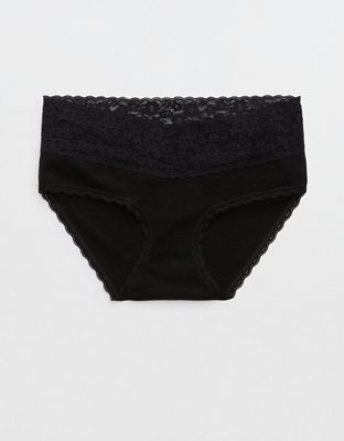 Superchill Vintage Lace Cotton Boybrief Underwear - True Black
