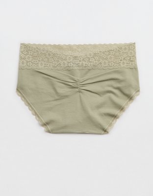 Superchill Vintage Lace Cotton Boybrief Underwear - Faded Olive