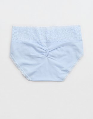 Superchill Vintage Lace Cotton Boybrief Underwear - Eyelet Blue
