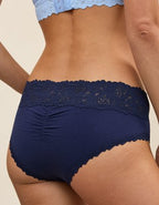 Superchill Cotton Rosey Lace Cheeky Underwear - Navy