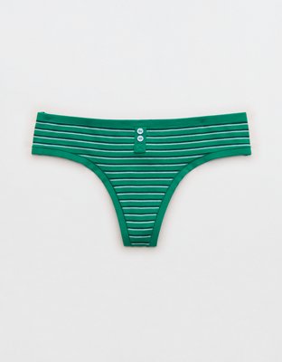 Superchill Cotton Button Thong Underwear - Emerald Isle