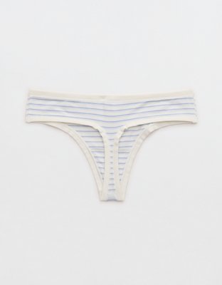 Superchill Cotton Button Thong Underwear - Monaco Blue