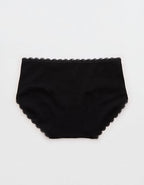 Superchill Cotton Pointelle Lace Boybrief Underwear - True Black