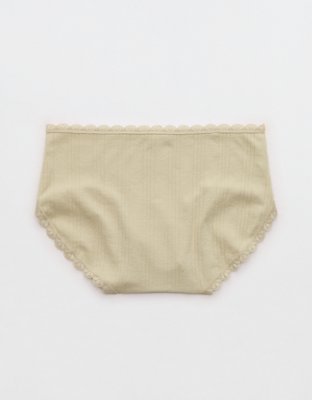 Superchill Cotton Pointelle Lace Boybrief Underwear - Green Sheen