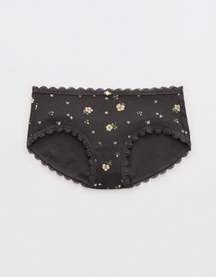 Superchill Cotton Pointelle Lace Boybrief Underwear - Smoked Gray
