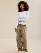 Aerie Essential Henley Layering T-Shirt - White