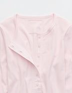 Aerie Essential Henley Layering T-Shirt - Pink Petal