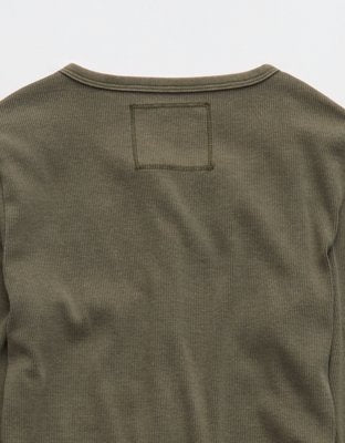 Aerie Essential Henley Layering T-Shirt - Festive Olive