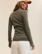 Aerie Essential Henley Layering T-Shirt - Festive Olive
