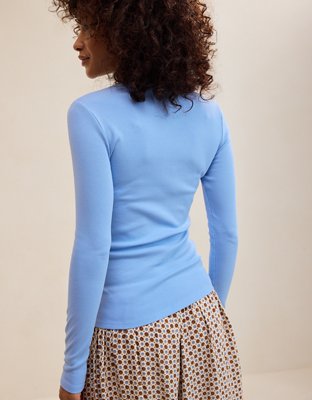Aerie Essential Henley Layering T-Shirt - Horizon Sky