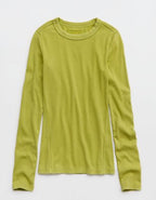 Aerie Essential Crew Layering T-Shirt - Tomboy Green