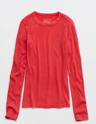 Aerie Essential Crew Layering T-Shirt - Bright Red
