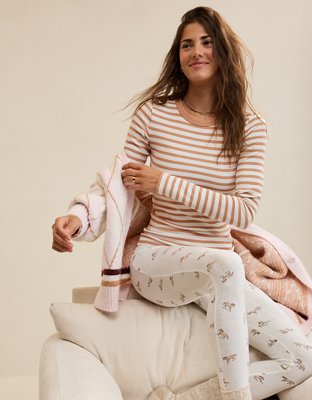 Aerie Essential Crew Layering T-Shirt - Beach Dune