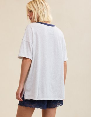 Aerie Oversized Crew Boyfriend T-Shirt - Light Faded Gray
