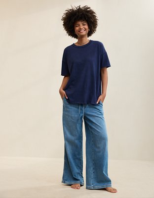 Aerie Oversized Crew Boyfriend T-Shirt - Navy