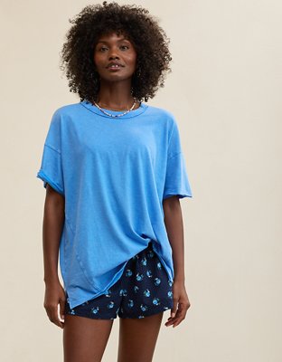 Aerie Oversized Crew Boyfriend T-Shirt - Rome Blue