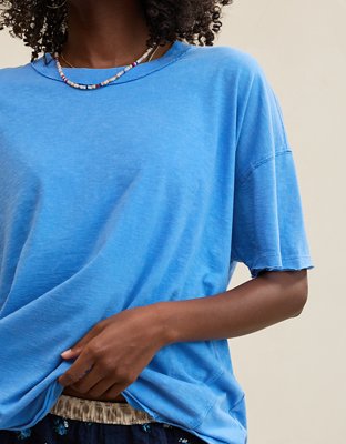 Aerie Oversized Crew Boyfriend T-Shirt - Rome Blue