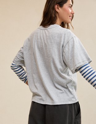 Aerie Relaxed T-Shirt - Heather Gray