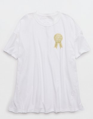 Aerie Oversized Crew Boyfriend T-Shirt - Air White