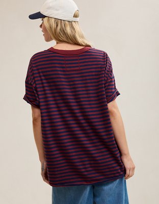 Aerie Oversized Crew Boyfriend T-Shirt - Deep Ruby
