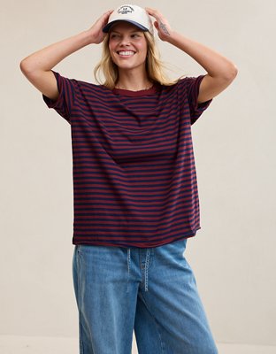 Aerie Oversized Crew Boyfriend T-Shirt - Deep Ruby