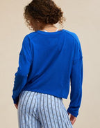 Aerie Happy Snit Henley T-Shirt - Cobalt Jewel