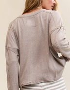 Aerie Happy Snit Henley T-Shirt - Heathered Taupe