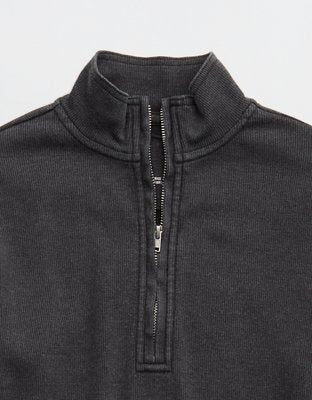 Aerie Long Sleeve Quarter Zip T-Shirt - Smoked Gray