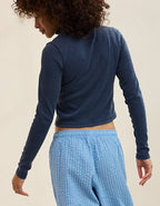 Aerie Long Sleeve Quarter Zip T-Shirt - Navy