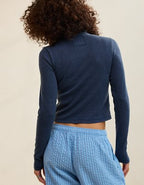 Aerie Long Sleeve Quarter Zip T-Shirt - Navy