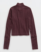 Aerie Long Sleeve Quarter Zip T-Shirt - Royal Berry