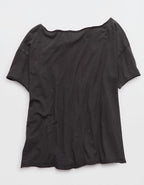 Aerie Off The Shoulder Oversized Boyfriend T-Shirt - Smoked Gray