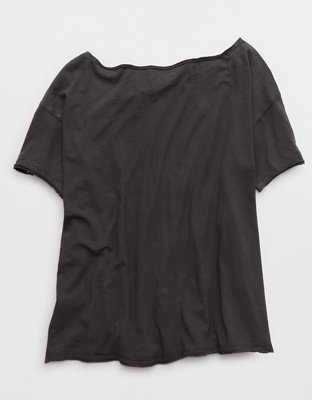 Aerie Off The Shoulder Oversized Boyfriend T-Shirt - Smoked Gray