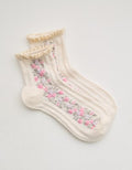 Aerie Ruffle Floral Quarter Socks - Hushed Violet