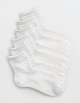Aerie Basic Cotton Ribbed Quarter Sock 3-Pack - White