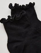 Aerie Lace Ruffle Quarter Socks - True Black