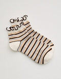 Aerie Scalloped Striped Cotton Quarter Socks - Sands