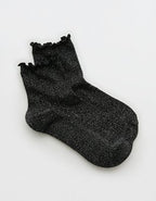 Aerie Glitter Ruffle Quarter Socks - True Black