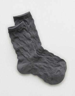Aerie Puffy Heart Crew Socks - Smoked Gray